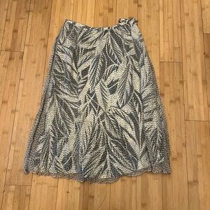 Talbots Black and Gray A-Line Midi silk Skirt